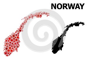 Red Starred Pattern Map of Norway