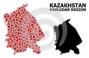 Red Starred Pattern Map of Pavlodar Region photo