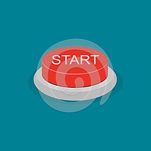 Red start button. startup concept vector