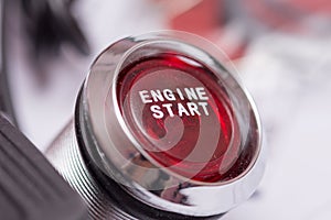Red start stop button car automobile