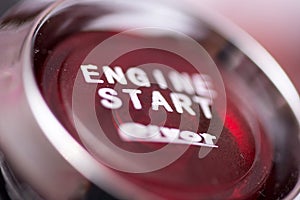 Red start stop button car automobile