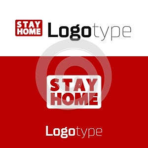 Red Stay home icon isolated on white background. Corona virus 2019-nCoV. Logo design template element. Vector.