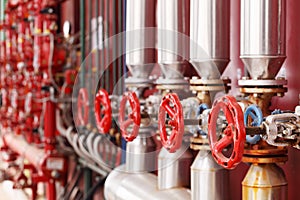 Red steam valves and pipes