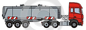 Red steel tank semitrailer