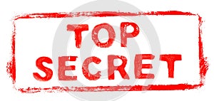 Red stencil frame: Top Secret banner