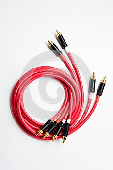 Red stereo RCA audio cables