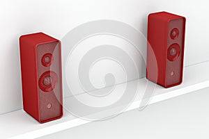 Red stereo speakers