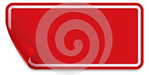 Red sticker blamk template. Curled corner label
