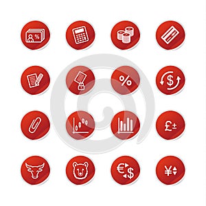 Red sticker finance icons