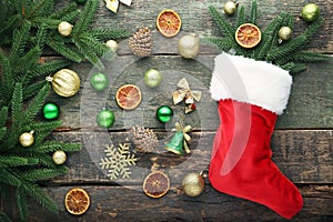 Red stocking with decorations