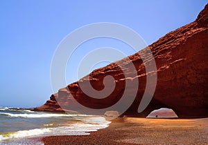 Red stone arches on atlantic coast, Legzira beach, Morocco