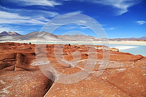 Red Stone in Atacama desert , Chile