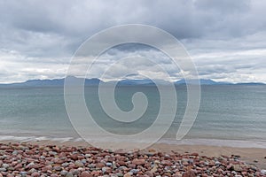 Red stones beach in Mallaranny, county Mayo , Ireland