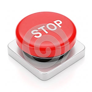 Red stop button on white background