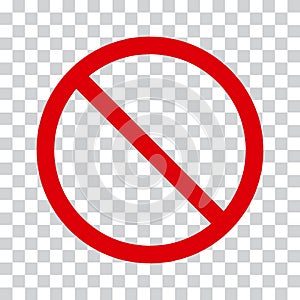 Red stop icon on transparent background. No symbol. Vector