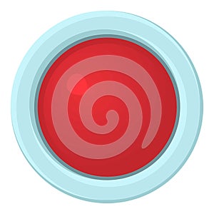 Red stop and panic button icon, cartoon style