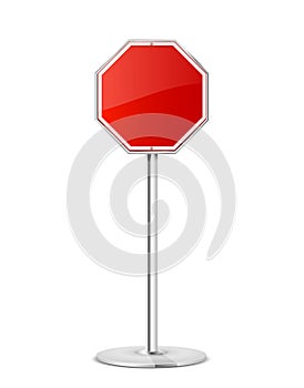 Red stop road sign