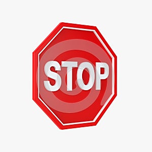 Red Stop Sign 3d icon render