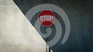 Red stop sign concept background, 3d rendering