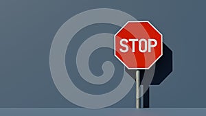 Red stop sign concept background, 3d rendering