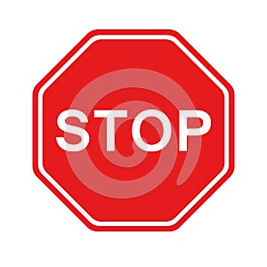 Red Stop Sign isolated on white background. Traffic regulatory warning stop symbol. Vector illustration, EPS10.