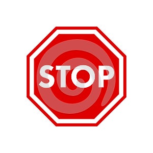 Red stop sign isolated on white background. Vector illustration