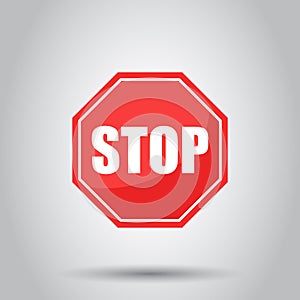 Red stop sign vector icon. Danger symbol vector illustration