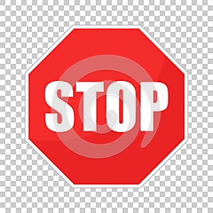 Red stop sign vector icon. Danger symbol vector illustration