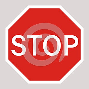 Red stop sign vector illustration flat style front