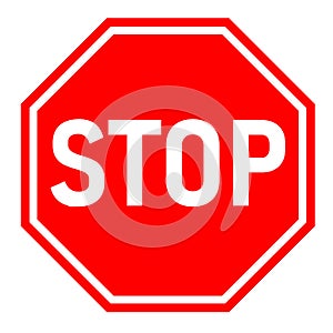 Red stop sign on white background. flat style. red stop sign