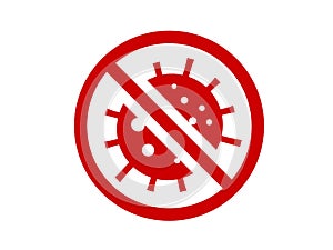 Red stop virus spread sign flat icon symbol vector format