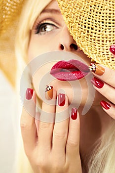 Red straw nail design.