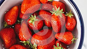 Red strawberries arranged tasty fruit background slow tilting