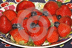 Red Strawberries and blueberries fresh fruit