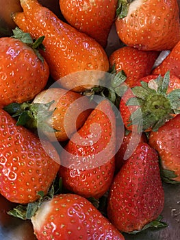 Red strawberry background composition