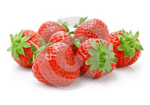 Red strawberry fruits isolated on white