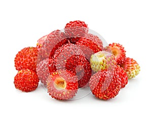 Red strawberry fruits isolated on white background