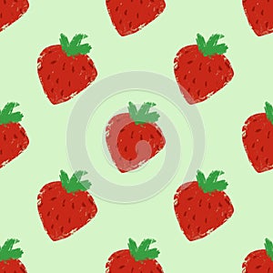 Red Strawberry with a Green Background Patterm