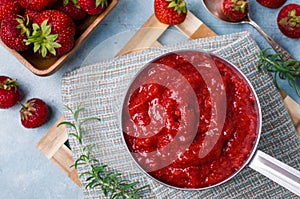 Red strawberry jam photo