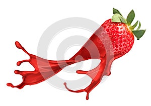 Red strawberry with paint splash