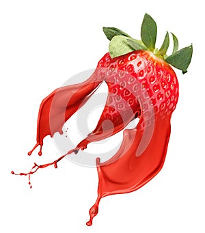 Red strawberry with paint splash