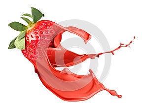 Red strawberry with paint splash