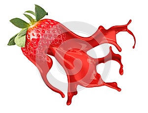 Red strawberry with paint splash