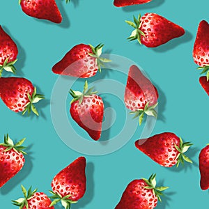 Red strawberry seamless pattern