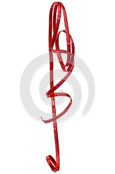 Red streamer, isolated on a white background