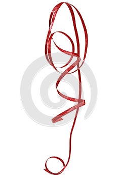 Red streamer, isolated on a white background