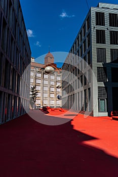 red street in st gallen switzerland photo