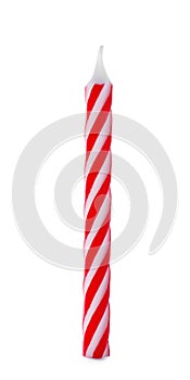 Red striped birthday candle isolated