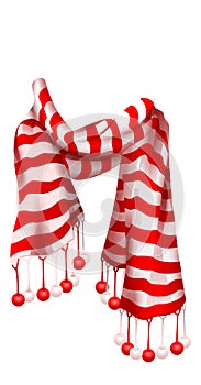 Red Striped Santa Claus Scarf. Christmas accessory