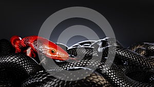Red Striped Snake among Black Snakes
